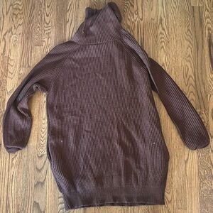 Brown turtleneck sweater dress